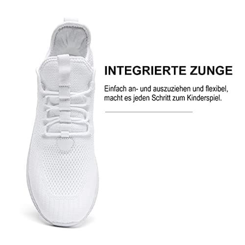FUJEAK Mens Trainers Shoes Walking Running Gym Slip on Tennis Sneakers Joggers Sport Casual Outdoor Fashion Jogging Shoes Lightweight Breathable Comfortable White Size 9 UK — view 3