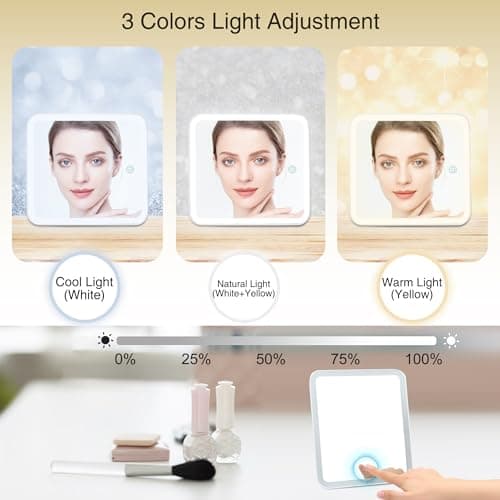 Makeup Bag with LED Mirror-3 Colors Modes Travel Makeup Organiser Black — view 5
