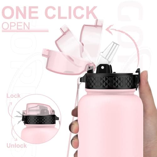 GOPPUS 1.2L/40oz Stainless Water Bottle with Straw Double Wall Insulated Bottles with Strap Large Vacuum Thermal Flask Leakproof Keep Cold Drinks Bottles with Flip Top Lid for Men Women BPA Free — view 2