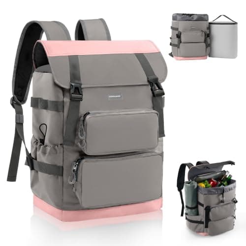 Odoland 2in1 Large Capacity Insulated Cooler Backpack - 26L Storage + 9L Insulated Cooler (20 Cans), 10H Cold Retention, Breathable Comfort, Leak-Proof, for Beach, Picnic, Work, Travel