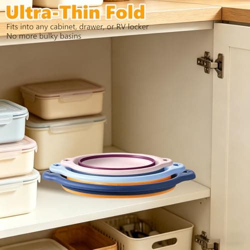 3Pcs Round Collapsible Washing Up Bowls,23/33/38cm Foldable Plastic Basin — view 4