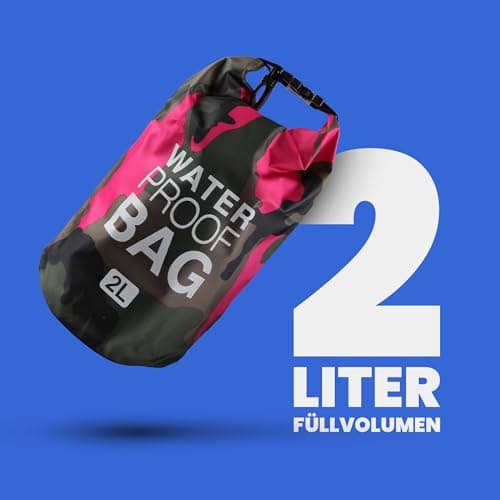 Bestlivings Swimming Bag Pink Drybag 28 x 18 cm, Waterproof Bag for Sports and Leisure, 2 Litre Pack Bag, Waterproof, Bag for Fishing — view 3