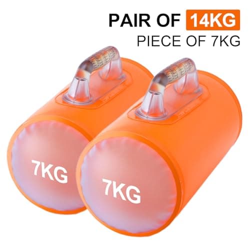DEIRIS Water Dumbbells, Water Filled Weights Set, Travel Weights, Water Weight Bag, Adjustable Weights Dumbbells to 2/5/10/14 KG Pair, for Strength Training, Fitness (Orange: Pair of 14 kg) — view 2