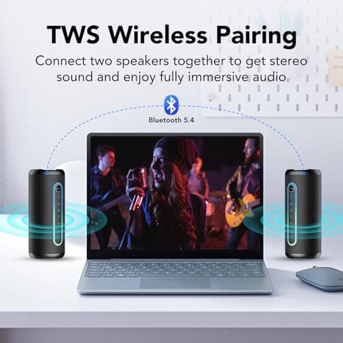 TIMU Portable Bluetooth Speaker Powerful 30W Wireless Speaker with 3 EQ Modes IPX7 Waterproof Bluetooth 5.4 TWS Pairing 30H Battery Life with 3 Modes RGB Lights for Outdoor/Party/Beach/Travel/Gifts — view 5