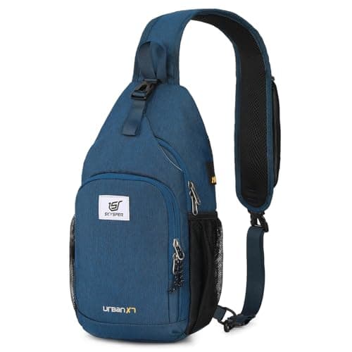 SKYSPER Sling Bag RFID Crossbody Sling Backpack Cross Body Shoulder Bag Travel Hiking Daypack for Women Men(Blue,Medium)