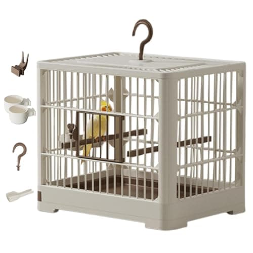 Small Bird Travel Cage, The Lightweight Small Birds Starter Kit with Birdcages and Accessories for Parakeets, Parrotlets, Parrots, Lovebirds, 30x23x26cm