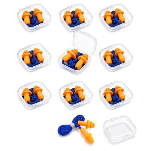10Pcs Silicone Reusable Noise Cancelling Ear Plugs with String for Sleeping