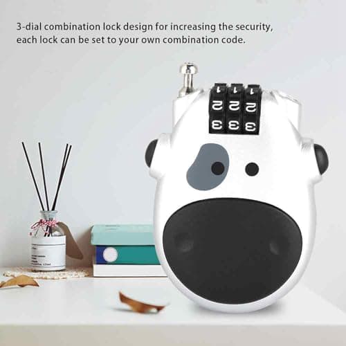 3 Digit Combination Pram Lock, Retractable Cable Security Code for Pushchair, & Stroller, Compact Cow Design, 90cm Cord, Black (Silver) — view 6