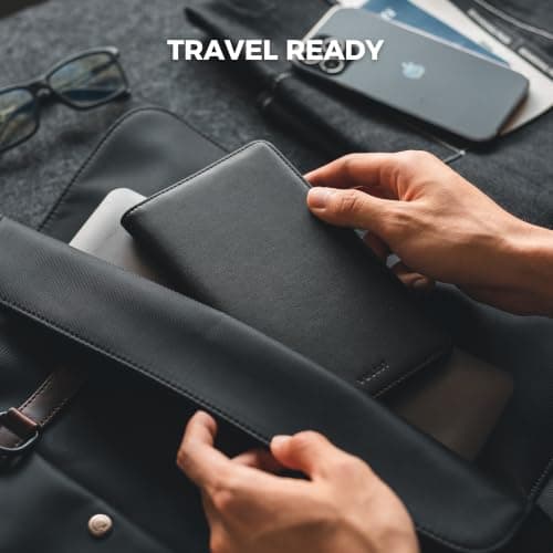 VULKIT Passport Holder Travel Wallet, Leather Passport Holder Cover RFID Blocking Travel Document Organiser for Women Men — view 5