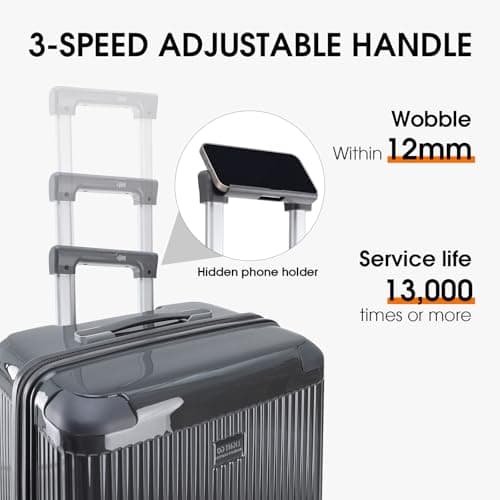 LIGHTGO Series 20/28/30 Inch Aerospace-Grade Hardshell Luggage – Max Capacity with Dual-Brake Silent Wheels (Carbon Rock Gray, 28inch) — view 5