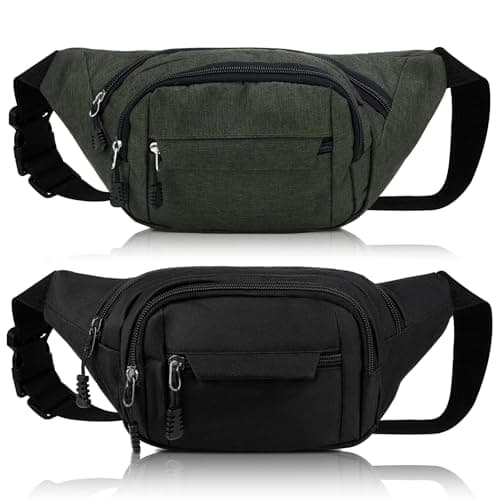 Meng Jiaran 2 Pack Bum Bag Bumbag for Men Women, Black,Grey Green