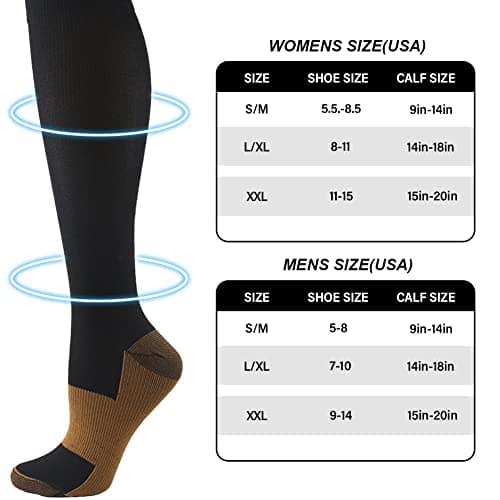 HYCOPROT Compression Socks for Women & Men Circulation (3 Pairs) 15-20 mmHg for Athletics Running Nurses Pregnancy Travel（S-M, Black/Yellow） — view 4