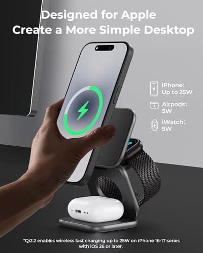KU XIU X40 Turbo 3-in-1 Magnetic Wireless Charging Station Qi2.2 25W Fast — view 3