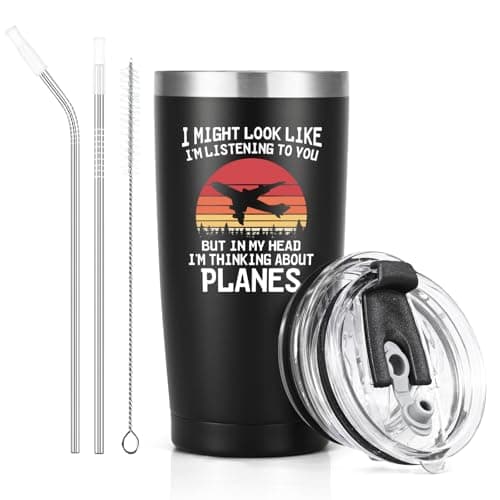 Livole Aviation Travel Mug - 20oz 600ml Insulated Plane Enthusiast Gift for Men, Pilots, Christmas
