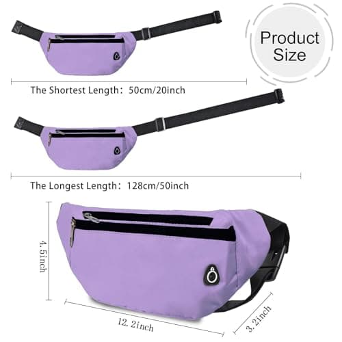 Rosoz Bum Bag, Belt Bag Women's Bum Bag Men's Gifts Sports Hip Bags for Outdoor Travel Running Cycling, Purple — view 2