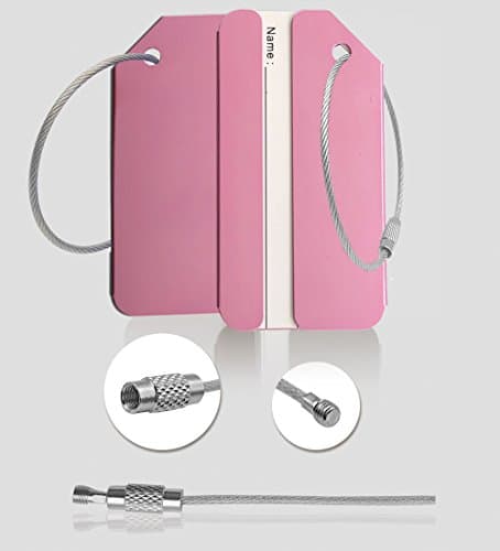 Aluminum Luggage Tag for Luggage Baggage Travel Identifier By Ovener (Pink 2 Pcs) — view 4