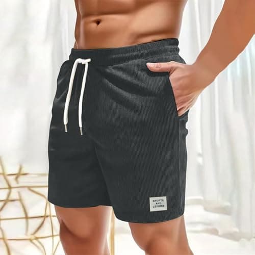 NNGOTD Mens Cargo Shorts Combat Casual Cotton Elastic Waist Shorts with Multi Pockets Workwear Open Hem Tracksuits Trousers Slacks Slim Fit Stretch Jogger Sweatpants （Dark Gray,M） — view 4