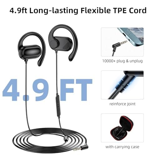 APETOO 3.5mm Open-Ear Headphones with Earhook Mic & Volume Control, 4.9ft — view 6