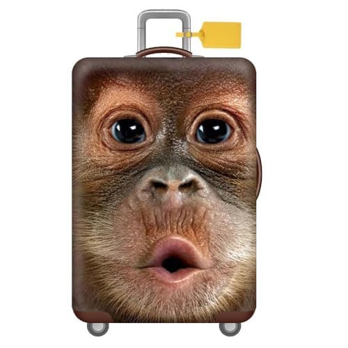FANSU Luggage Covers for Suitcases Trolley Case Cover for Luggage, Animal Print Elastic Anti-Scratch - Travel Suitcase Cover Protector, 18-32in Small Medium Large Luggage (Monkey,XL(29-32in))