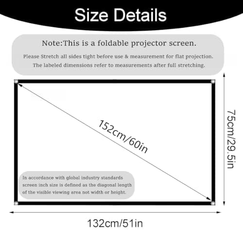 Projector Screen 60 Inch 16:9 HD Portable Projector Screen Outdoor/Indoor — view 2