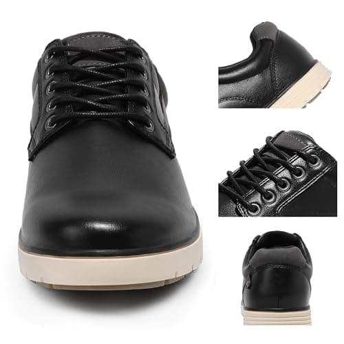 festooning Men's Casual Dress Shoes Loafers for Men Casual Sneakers Shoes Lace Up Comfortable Oxfords Slip-on Black Size 9.5 — view 6