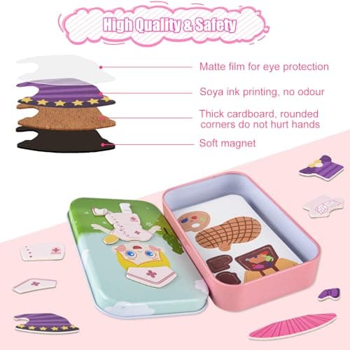 ASTARON Magnetic Puzzle for Toddlers, 26 pcs Puzzles Portable Travel Toys for Kids, Plane Car Activities Educational Learning Toy Birthday Gifts for Girls — view 4