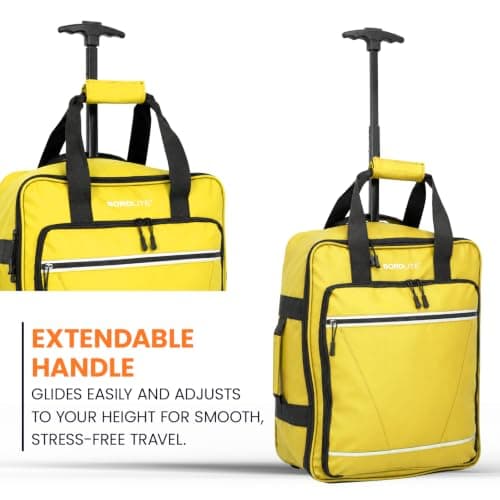 Bordlite EasyJet Underseat Cabin Bag 45x36x20cm – Wheeled Travel Holdall with Trolley Handle – Lightweight Tarp Soft Shell Carry On Luggage – Fits EasyJet Free Bag Allowance - Yellow — view 5