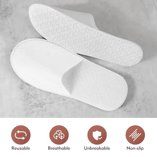 LTMMC 2 Pairs Disposable Slippers, Indoor Slippers Guests White Slippers — view 5