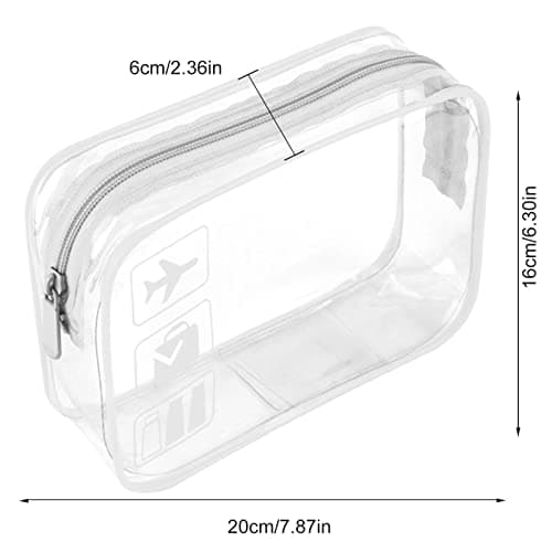 2pcs Clear Travel Toiletry Bag TSA Approved Quart Size Travel Bag Airport Carry On Liquid Shower Pouch Clear Plastic Security Transparent Toiletries Bag (White) — view 2