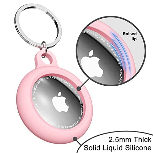 oakxco for Airtag Keychain Silicone, Airtag Holder with Key Ring, Air Tag Cover Cute Accessories for Kids, Luggage, Car Dog Collar, Car, Compatible with Apple Airtag Case Waterproof Tracker, Pink — view 6
