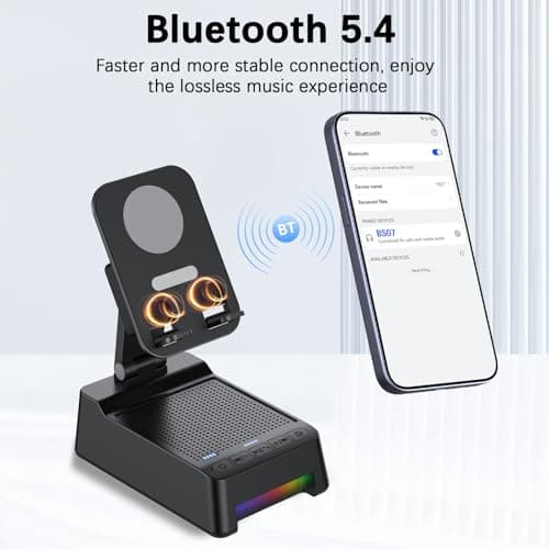 Gifts for Men Women, 5 in 1 Phone Stand with Inductive Bluetooth Speaker — view 2