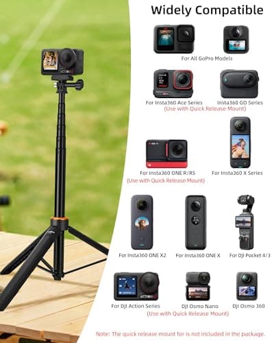 53"/135cm Selfie Stick Tripod, for DJI Osmo Pocket 4P/4/3/2, All GoPro — view 4