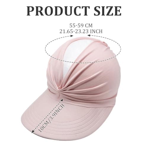 GEMAKA UPF 50+ Women Ponytail Sun Visor Hat - Wide Brim Foldable Lightweight UV Protection Cap, Perfect for Beach, Golf, Running & Travel(Pink) — view 2
