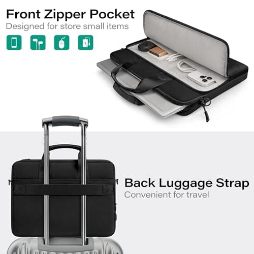 TECOOL Laptop Bag 15.6 16 inch 360 Protective with Shoulder Strap, Black — view 4