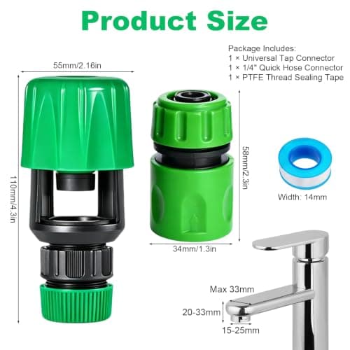 2 Pack Kitchen Tap Hose Connector Mixer Tap to Garden Hose Pipe Adapter — view 2