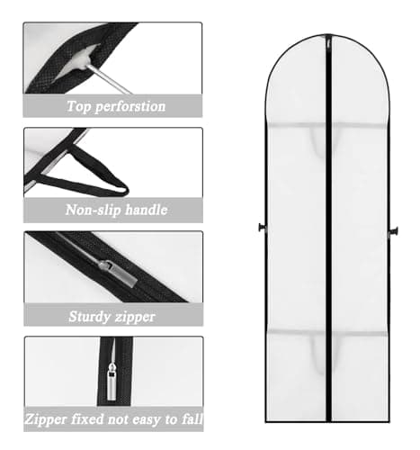 1 Pack Long Dress Covers Bag Dust Proof Clothes Covers Moth Proof Garment Bag Wedding Dress Bag Folding Long Coat Cover for Coat Gowns Dresses Shirts Suits Jackets Storage (White) — view 3