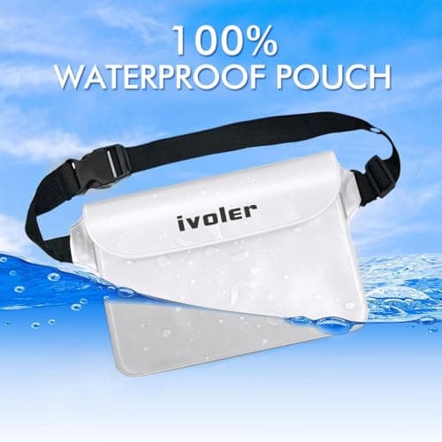 ivoler Waterproof Pouch Bag + Phone Case, Waterproof Case Dry Bag for Beach,Swim,Boating,Kayaking,Hiking,Protect Phone, Camera, Cash, Mp3, Passport, Document from Water, Sand, Snow, Dust - White — view 4