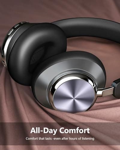 Wentronic Y03 Bluetooth Headphones Wireless Active Noise Cancelling Over Ear Headphones 48 Hours Playtime 6 EQ Music Mode High Sound Quality Headphones with Soft Ear Cushion - Grey — view 3
