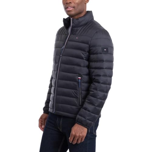 Tommy Hilfiger Men's Lightweight Down Alternative Packable Puffer Jacket Coat, Black, L — view 6