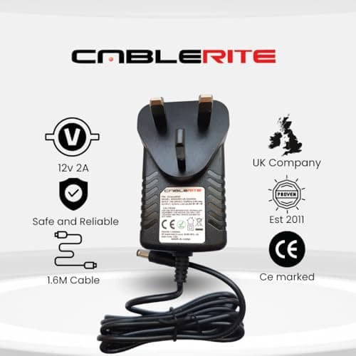 Cablerite Power Adapter for TP-Link Deco Mesh WiFi, 12V 2A, Compatible with S4, M3, M4, M5, M9, P9, X20, X55, X60, X68, XE75, X90, X4300 — view 2