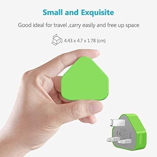 AMO® Charger Plug, UK 3 Pin Plug Charger, Adapter Compatible with Samsung Galaxy Compatible with iOSiPhone iOSiPad Sony Tab HTC Windows Phone Tablet Laptop (Green) — view 4
