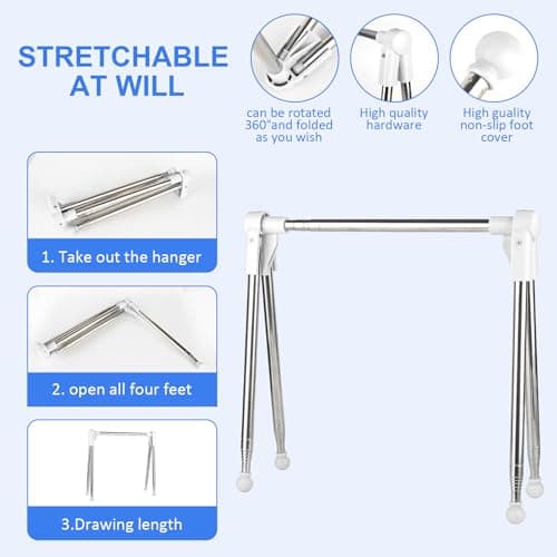 YHNDECO Portable Clothes Drying Rack Folding, 13-28inch Portable Travel Garment Rack Folding Clothes Rail, Clothes Rack for Home Laundry Camping Travel Outdoor, White — view 4