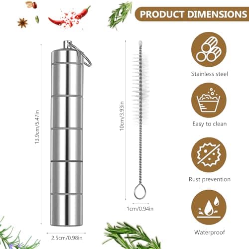 5‑in‑1 Portable Camping Spice Shaker Kit, Travel Seasoning Jars with Brush — view 2