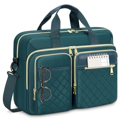 RAINSMORE Laptop Bag for Women 17.3 inch Laptop Briefcase Large Laptop Case Work Computer Bag Messenger Bag for Women Business Office Travel College Green