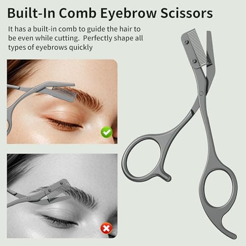 Glamne Eyebrow Trimmer Kit Scissors Tweezers Razor Facial Shaver Grooming Set with Mirror Travel Cases — view 6