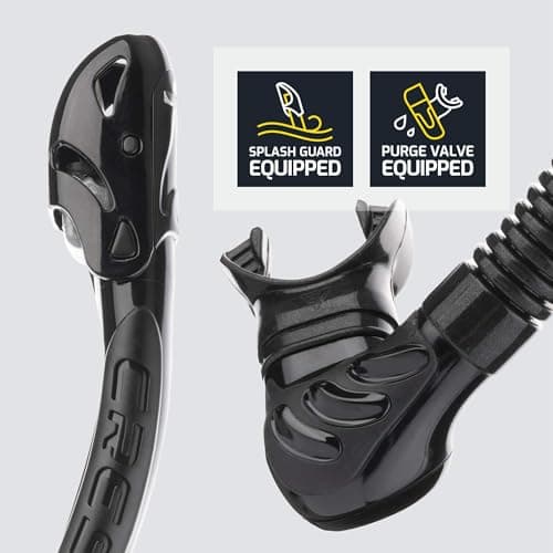 Cressi Big Eyes Evo & Alpha Ultra Dry Snorkel Set Adults - Silicone Snorkel Mask - Dry-Top Breathing Tube - Fit Diving Mask - Clear/Yellow - Combo Set — view 4