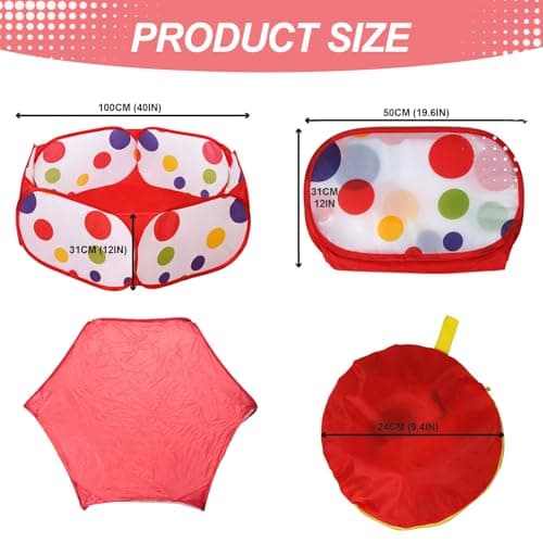 Portable Small Animals Playpen - Outdoor/Indoor Pop Up Play Pen, Hamster Play Pen Pop Open Pet Exercise Fence, Breathable Foldable Pet Cage Tent, Small Animal Playpen for Rabbits, Guinea Pig(Red) — view 2
