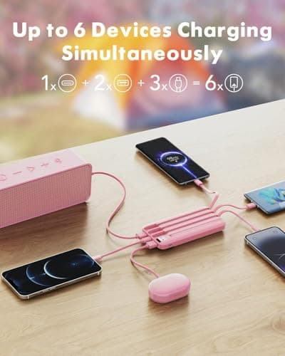 Charmast Power Bank with Built in Cables X 4, 10000mAh Portable Charger — view 3