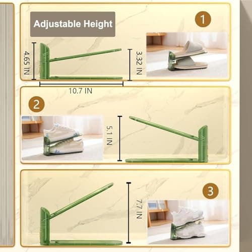 HYGRAD Pack Of 12 Shoe Organisers Acrylic Slots Shoe Storage Organiser 3 Level Heights Shoe Cabinet Organisers Non Slip Shoe Rack Slots For All Shoe Types (Gold) — view 3