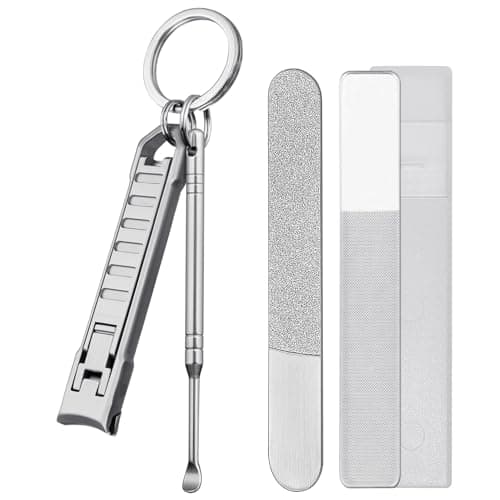 VOGARB Keychain Nail Clippers for Men Fingernail and Toenails, Portable Ultra Sharp Finger Nail Clipper with Nail File and Earpick Set, Folding Slim Design for Travel, Home, Working, Purse, Backpack